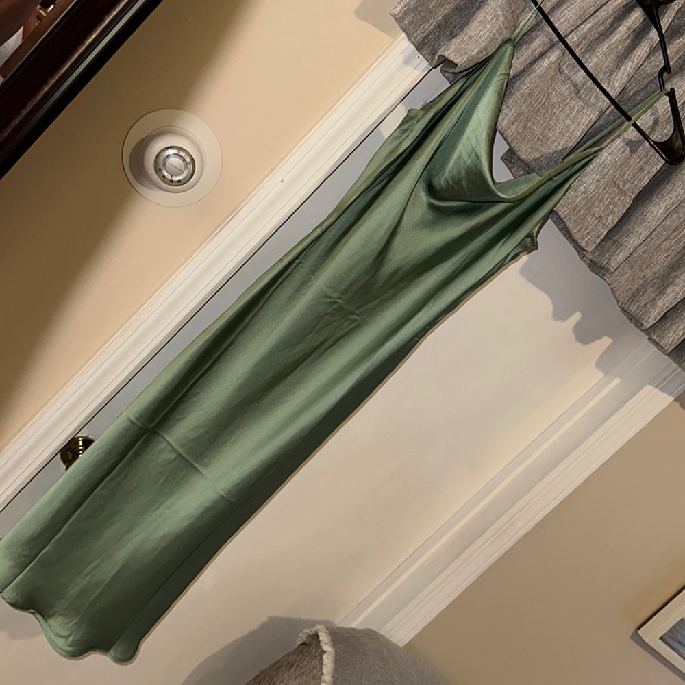 Sage Green MIDI Satin dress from Forever 21